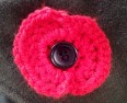 Crochet Poppy on coat