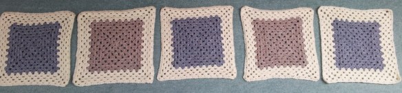 Granny squares ready to be joined