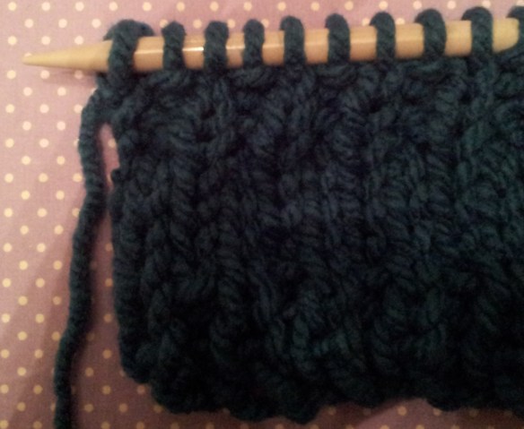 3 rows rib, 4 stocking stitch, 3 rib