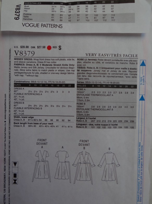 Back of vogue pattern