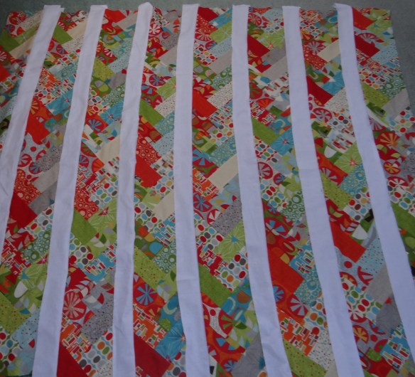 White strips joined seperating braids