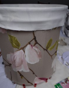 Stretch other end of lining over frame