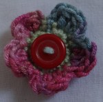 varigated crochet yarn button