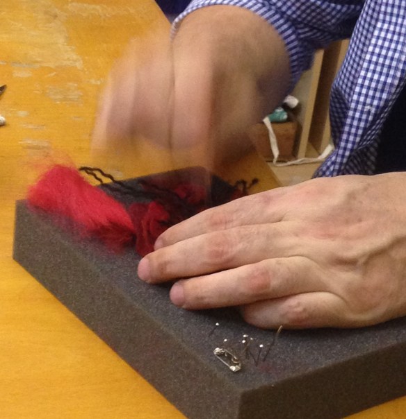needle felting in action