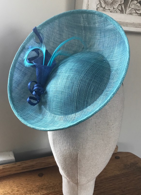 aqua and royal blue perching hat. Isabella Josie